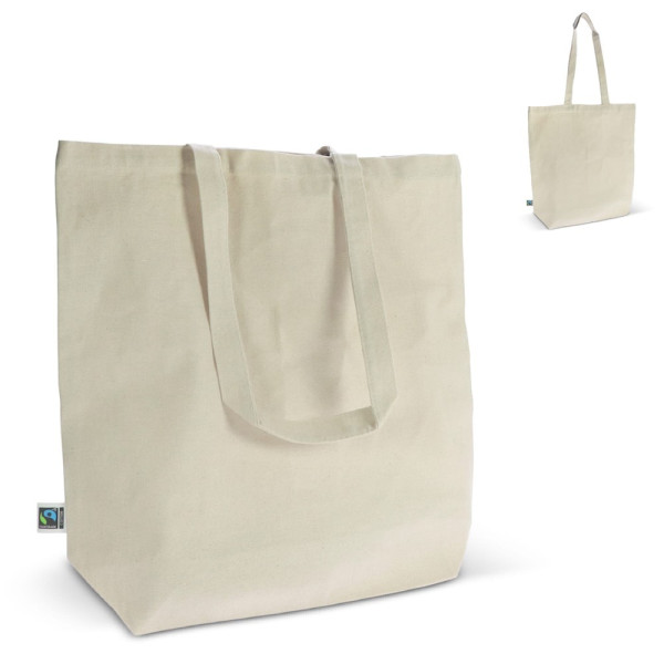 Fairtrade katoenen tas ecru lang 270g/m² 42x12x43 cm