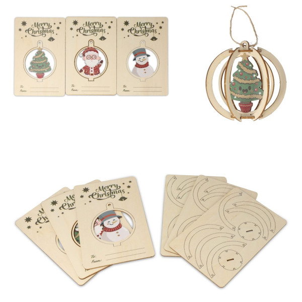 InSideOut FSC Houten kerstornament set van 3